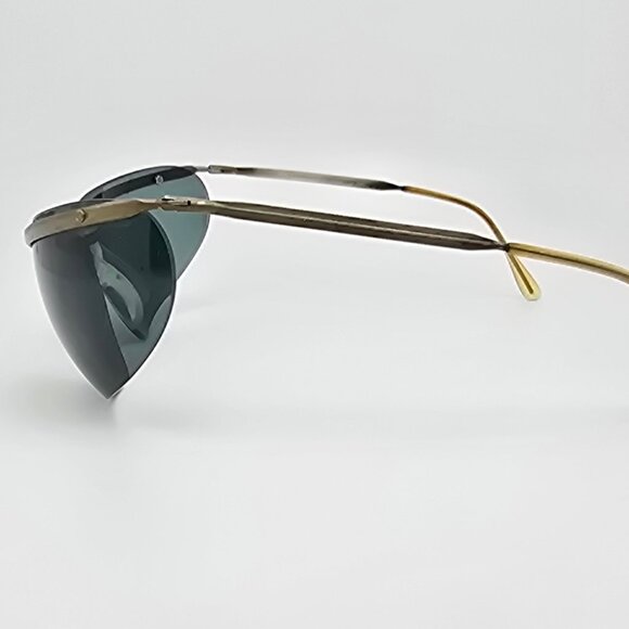 *SOLD* Renauld of France Orama Sixty One Silver Frame Green Lens Wrap Sunglasses - Picture 4 of 16